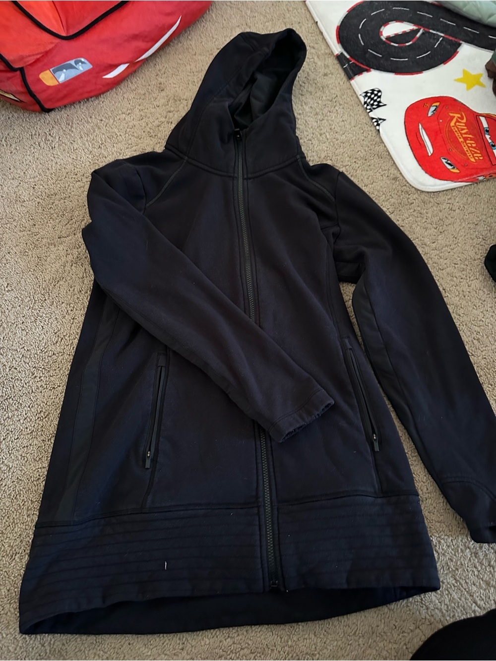 Athleta Black Hooded Zip-Up Jacket